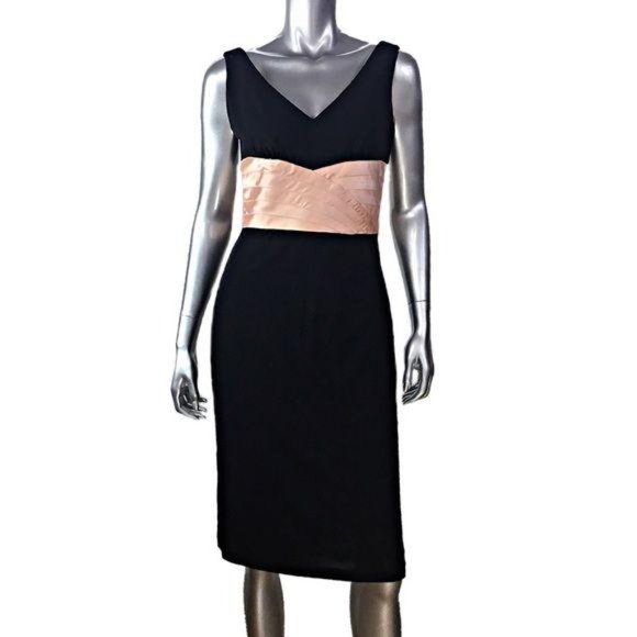 Kay Unger Black Sleeveless Midi Dress Sz 8 - Picture 5 of 7